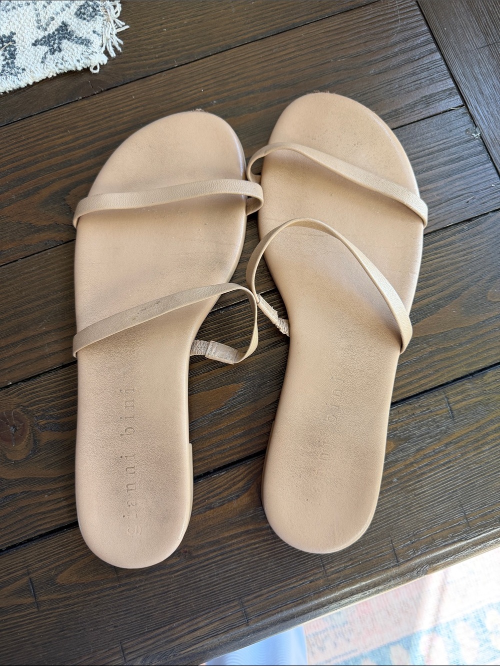 Gianni Bini Nude/Taupe Double-Strap Slide Sandals